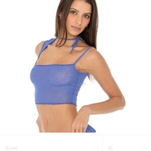 Are You Am I Kelce Zebra Top in Azure